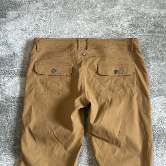 Prana Pants Womens 14 Halle Straight Hiking Stretch Quick Dry Gold Yellow RollUp - Picture 8 of 10